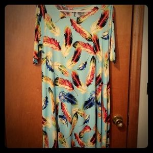 Teal feather mid thigh dress